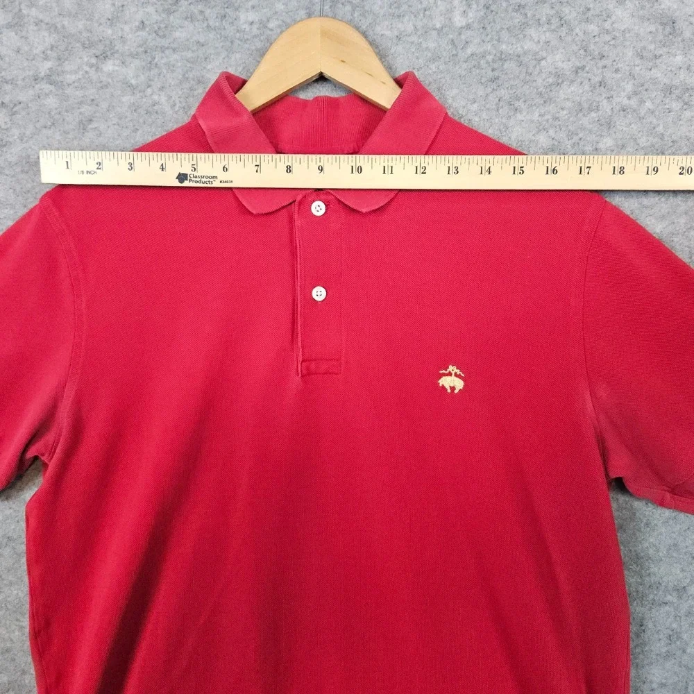 Brooks Brothers Men's‎ Red Knit Polo Shirt Size L Slim Fit 100% Cotton STAINS